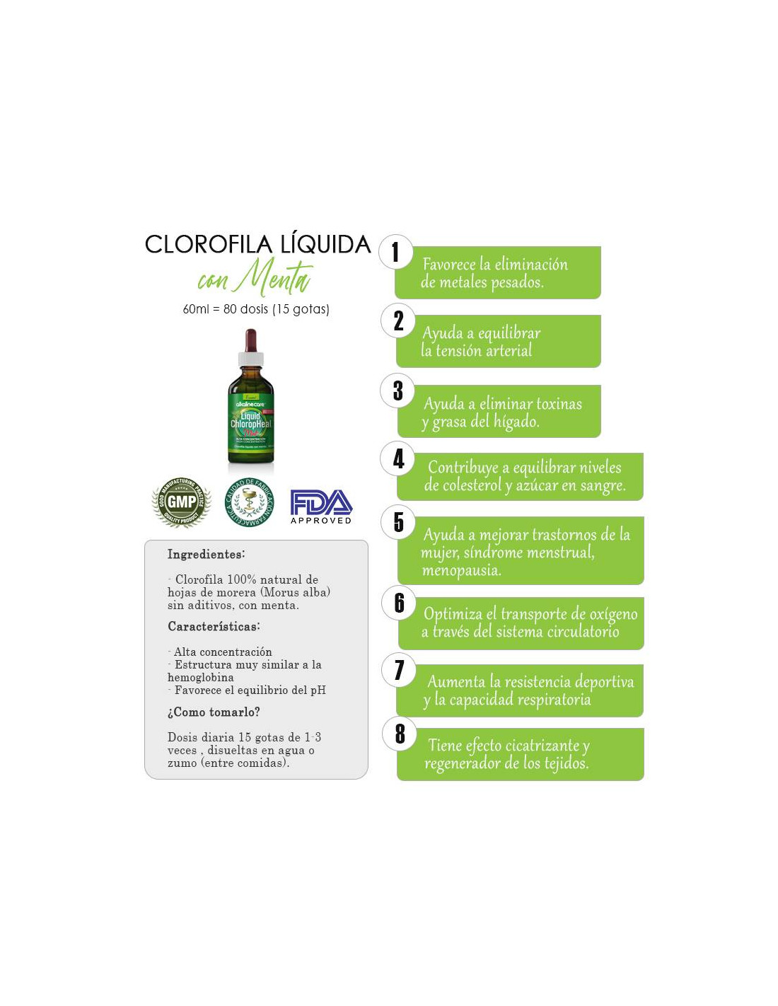 CLOROFILA LÍQUIDA MENTA 60ML ALKALINE CARE